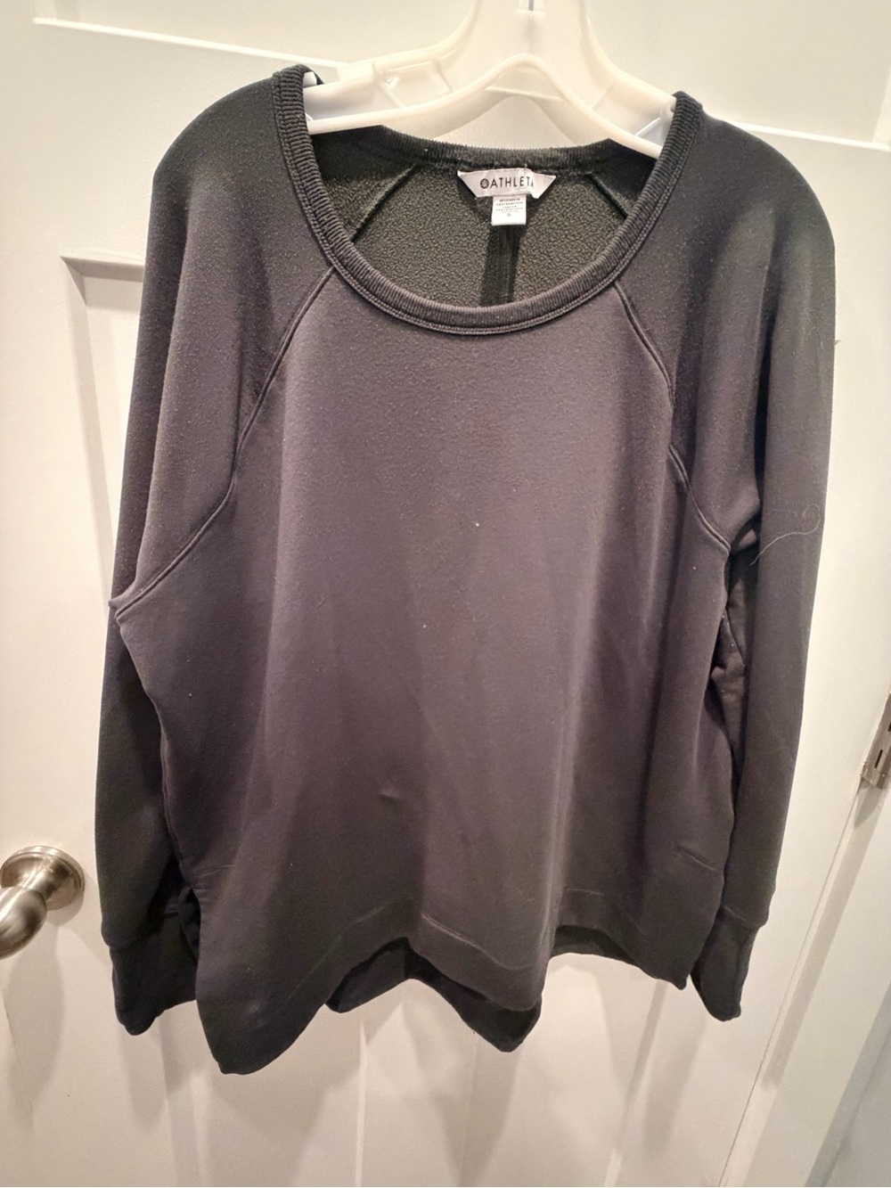 Athleta Large Black Tencel Blend Pocket Sweatshirt Tunic